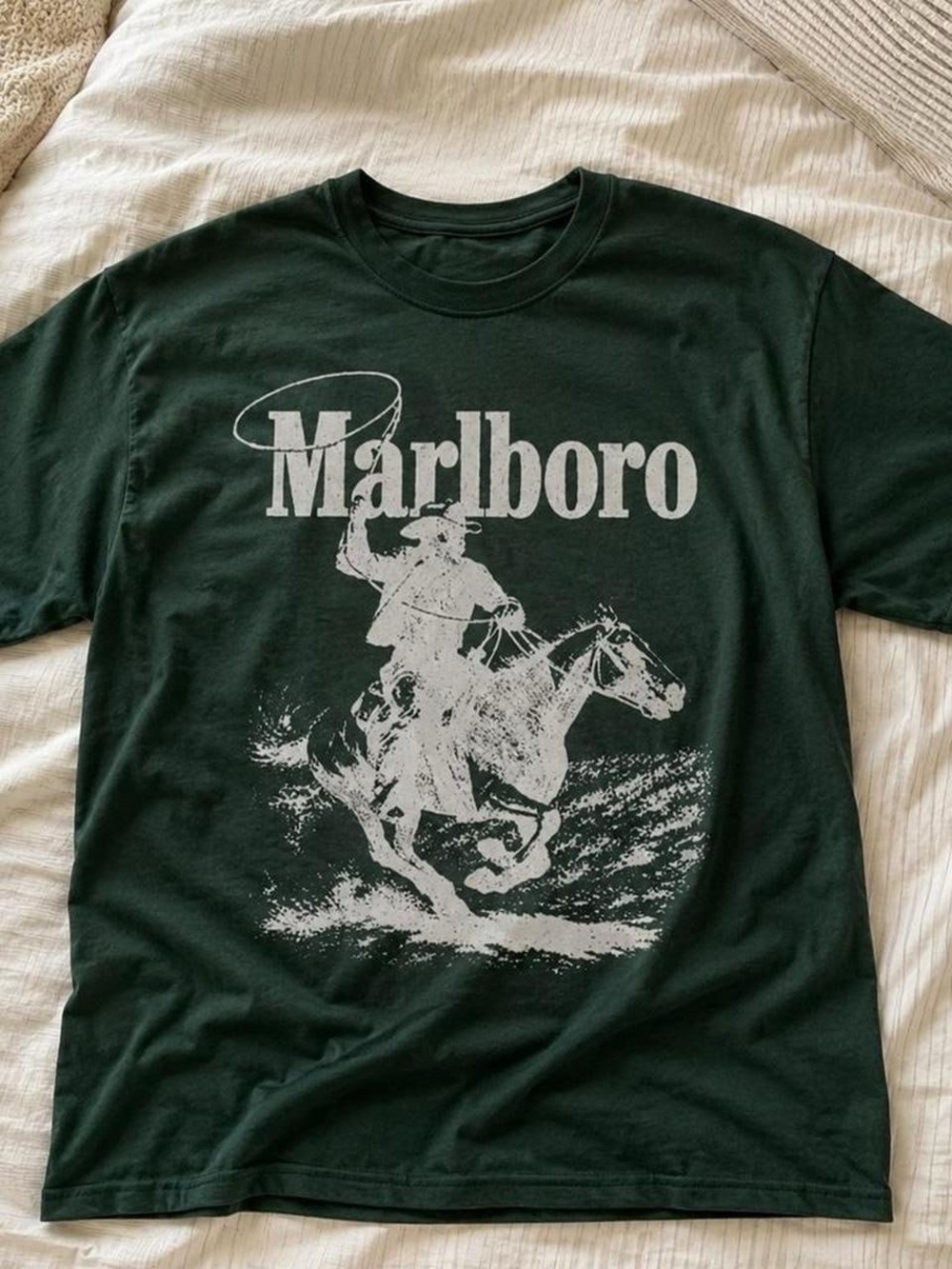 Marlboro Short-Sleeve Graphic Tee with White Cowboy Print